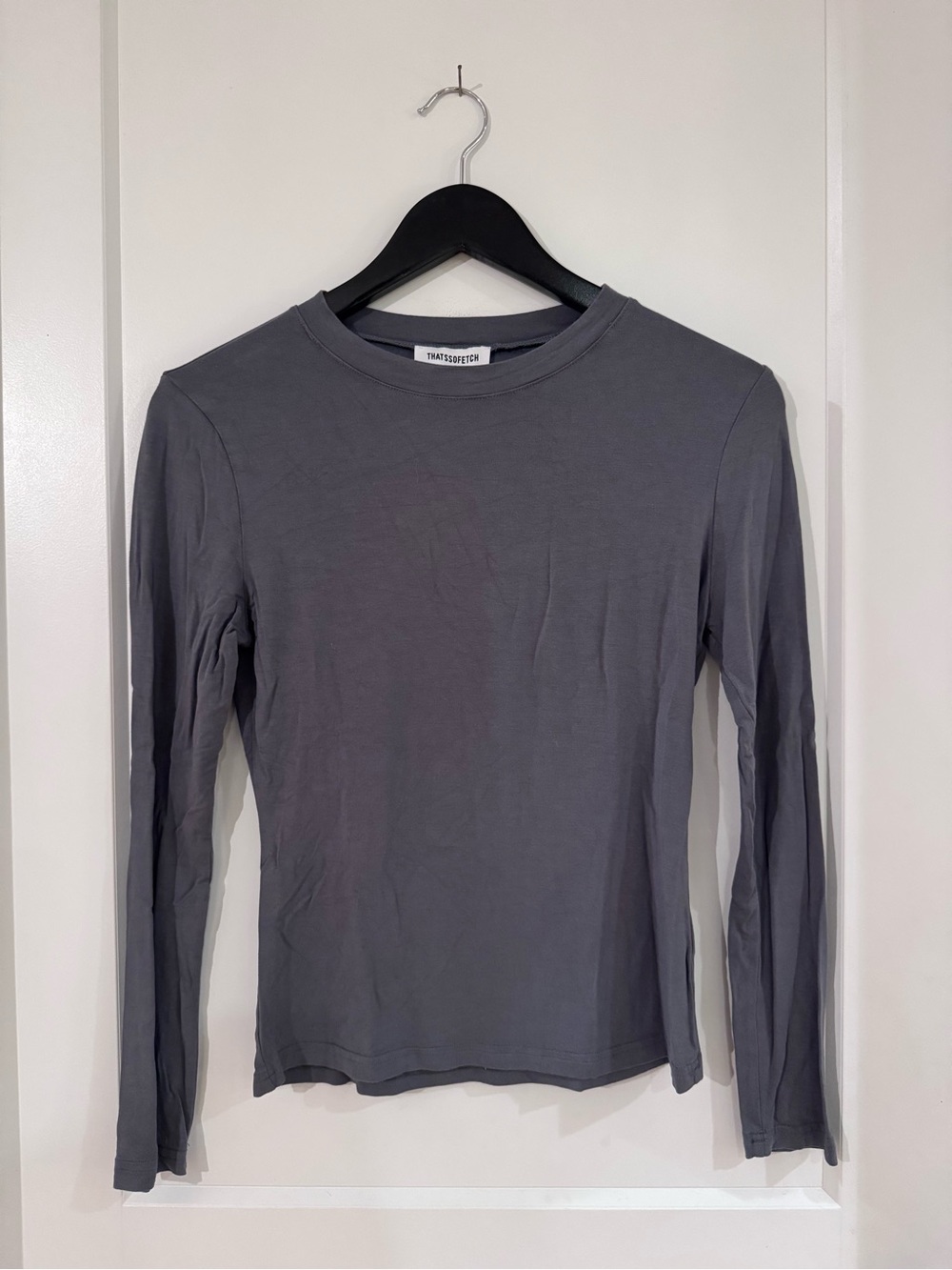 Gray Long Sleeve Crewneck Top